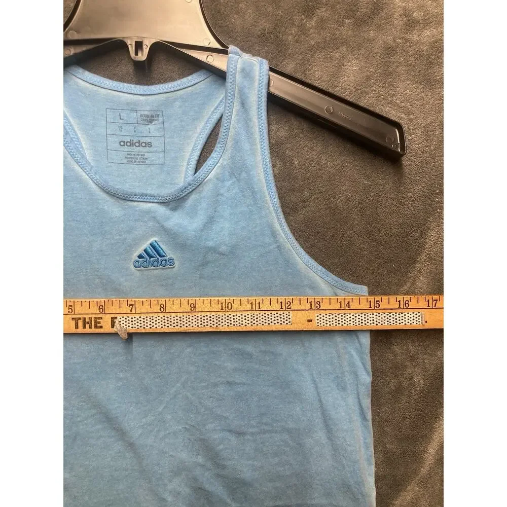 VTG Style Adidas Racerback Acid Wash VSCO Girl Youth Tank Top L Blue Sun-Faded